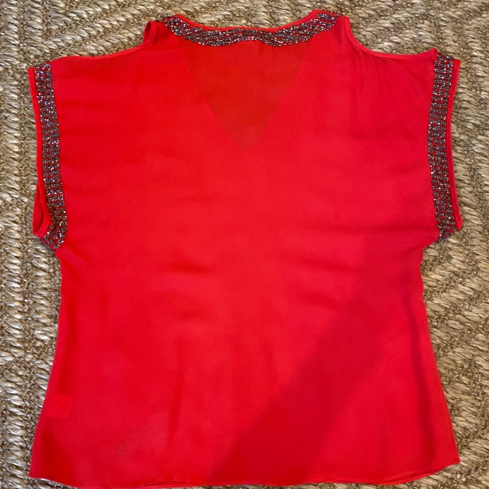 Parker red 100% silk blouse with beaded detail - Picture 9 of 9